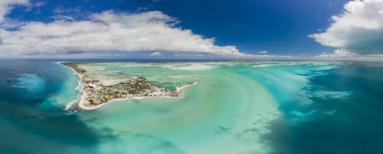 Extreme wide angle aerial view of Kiritimati Atoll taken by a drone pilot
