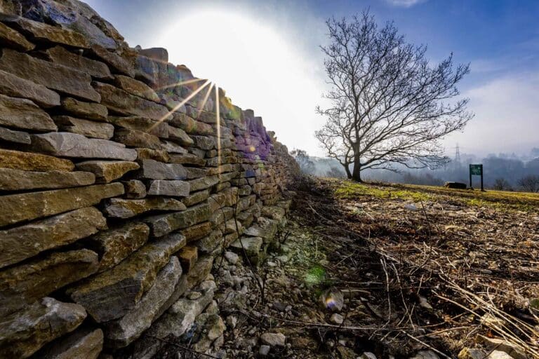 Filming Bristol. Dry stone wall and sunshine