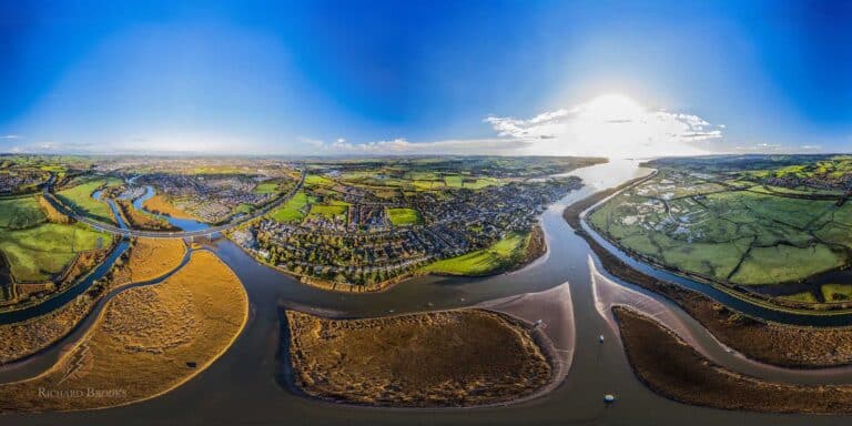 Filming Plymouth Topsham aerial 360 panorama