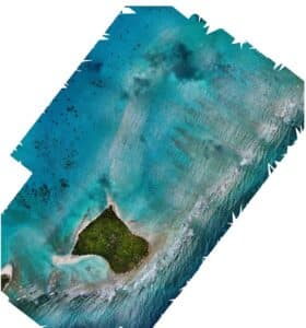 Drone mapping orthomosaic of island
